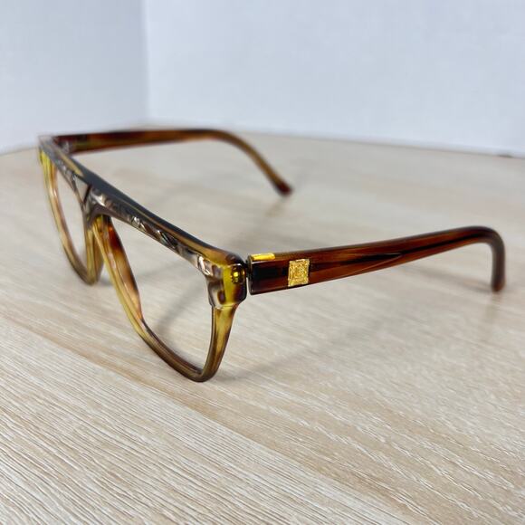 Vintage Laura Biagiotti Sunglasses FRAMES ONLY Brown White Marble 65-20-146 main image 5